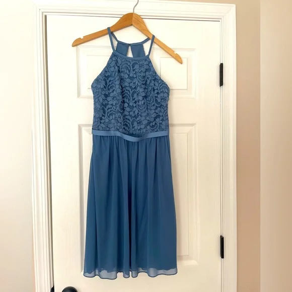 David's Bridal | Dresses | Davids Bridal Short Steel Blue Bridesmaid Dress Lace Open Back Mesh | Poshmark David's Bridal | Dresses | Davids Bridal Short Steel Blue Bridesmaid Dress Lace Open Back Mesh | Poshmark